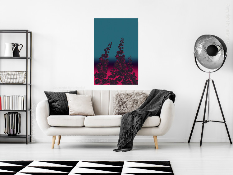 Wall Poster Cosmic Flowers - abstraction with scarlet nature on an uneven background 129156 additionalImage 7