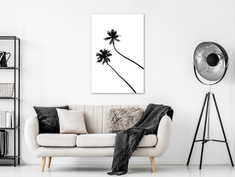 Canvas Print Lonely Palms (1-piece) Vertical - black trees on white background 129756 additionalImage 3