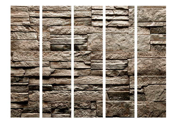 Room Separator Beautiful Brown Stone II (5-piece) - composition with brown background 132856 additionalImage 3