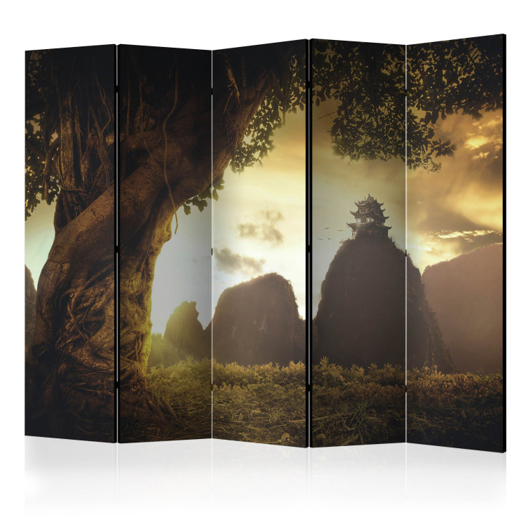 Room Separator Mysterious China II (5-piece) - beautiful landscape of trees against mountains 132956