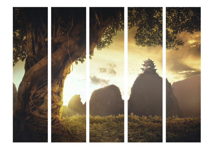 Room Separator Mysterious China II (5-piece) - beautiful landscape of trees against mountains 132956 additionalImage 3
