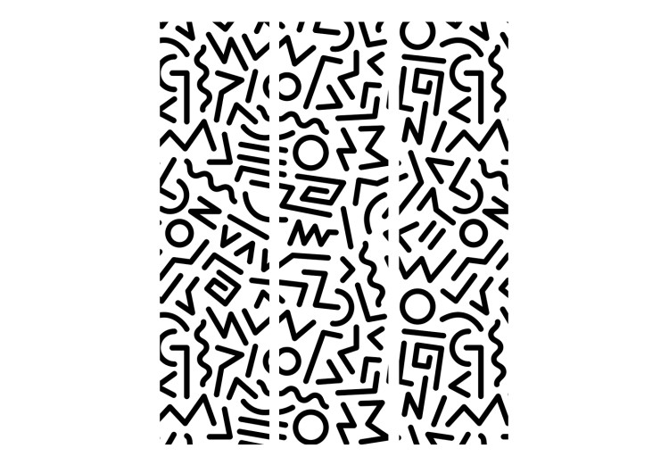 Room Divider Black and White Maze (3-piece) - pattern in minimalist design 133156 additionalImage 3