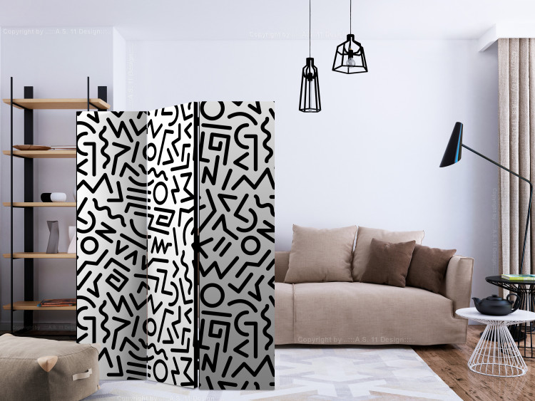 Room Divider Black and White Maze (3-piece) - pattern in minimalist design 133156 additionalImage 4