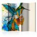 Room Separator Marvelous Bird II (5-piece) - colorful bird and musical notes on a beige background 133356
