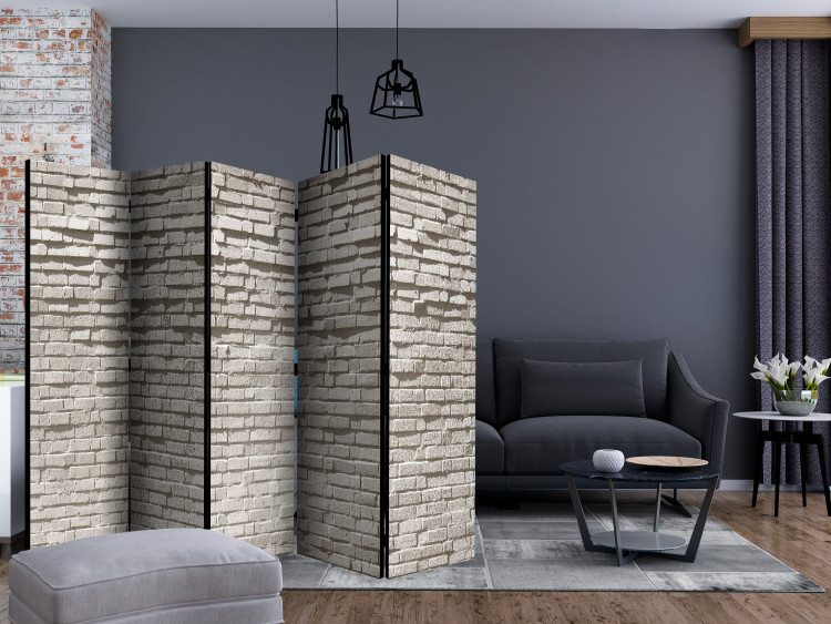 Room Divider Screen Brick Wall: Minimalism II (5-piece) - composition with gray background 133456 additionalImage 4