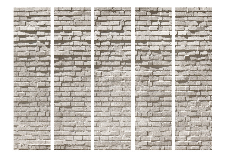 Room Divider Screen Brick Wall: Minimalism II (5-piece) - composition with gray background 133456 additionalImage 3