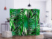 Room Separator Tropical Leaves II - composition of green palm leaves on a gray background 133856 additionalThumb 2