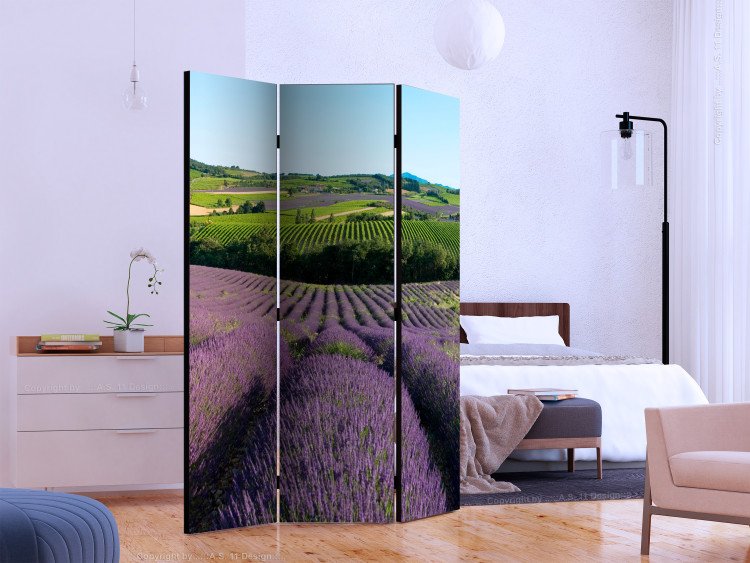 Room Divider Lavender Fields (3-piece) - Provencal landscape with purple flowers 134156 additionalImage 2