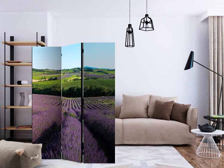 Room Divider Lavender Fields (3-piece) - Provencal landscape with purple flowers 134156 additionalImage 4