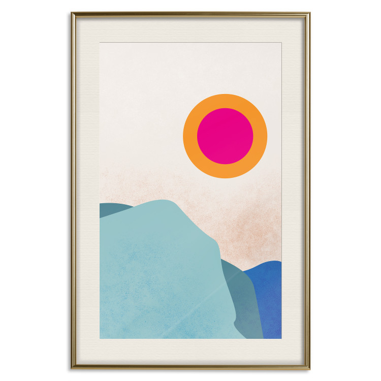 Poster Sunny Fjord - abstract landscape of mountains against a clear sky 135656 additionalImage 25