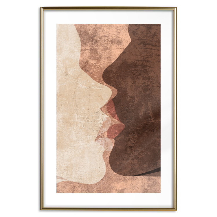 Wall Poster Otherworldly Kiss - a warm romantic abstraction of human faces 136056 additionalImage 2