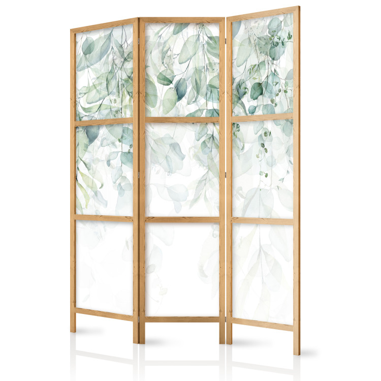 Room Divider Screen Touch of Nature - First Variant (3-piece) - Leaves amidst white 136156 additionalImage 5