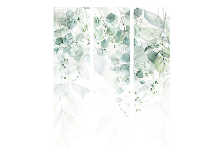 Room Divider Screen Touch of Nature - First Variant (3-piece) - Leaves amidst white 136156 additionalImage 3