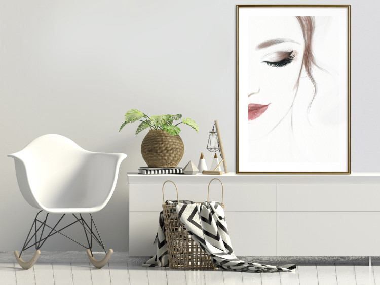 Wall Poster Delicate Beauty - a portrait of a woman with red lips and a white background 136456 additionalImage 23