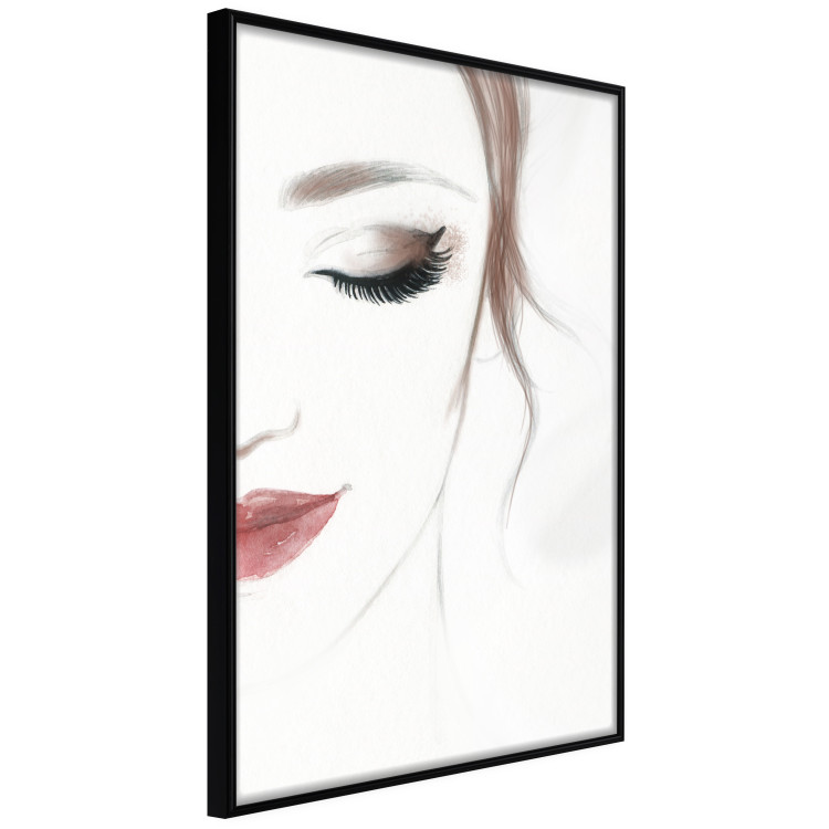 Wall Poster Delicate Beauty - a portrait of a woman with red lips and a white background 136456 additionalImage 3