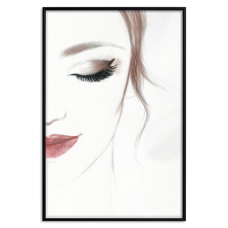 Wall Poster Delicate Beauty - a portrait of a woman with red lips and a white background 136456 additionalImage 11