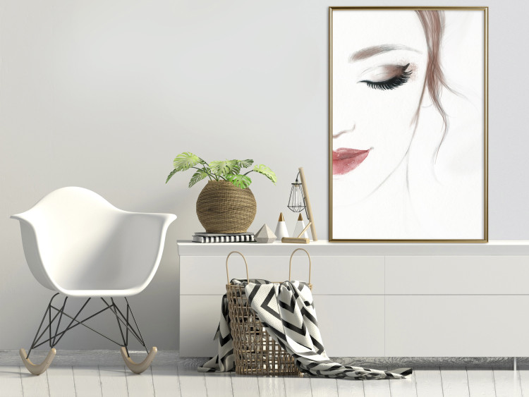Wall Poster Delicate Beauty - a portrait of a woman with red lips and a white background 136456 additionalImage 13