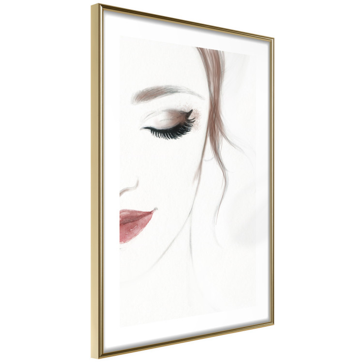 Wall Poster Delicate Beauty - a portrait of a woman with red lips and a white background 136456 additionalImage 2
