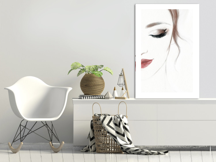 Wall Poster Delicate Beauty - a portrait of a woman with red lips and a white background 136456 additionalImage 20