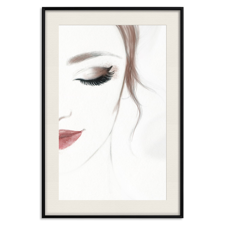 Wall Poster Delicate Beauty - a portrait of a woman with red lips and a white background 136456 additionalImage 24