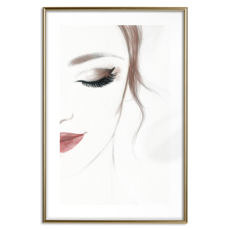 Wall Poster Delicate Beauty - a portrait of a woman with red lips and a white background 136456 additionalImage 26