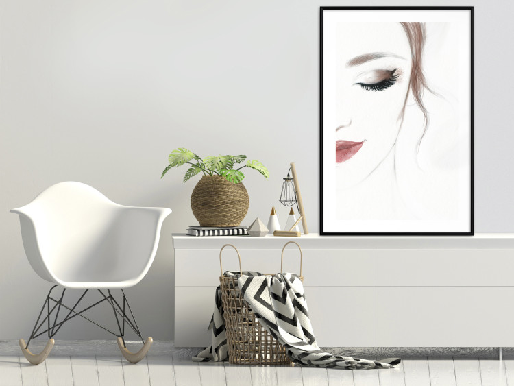 Wall Poster Delicate Beauty - a portrait of a woman with red lips and a white background 136456 additionalImage 22