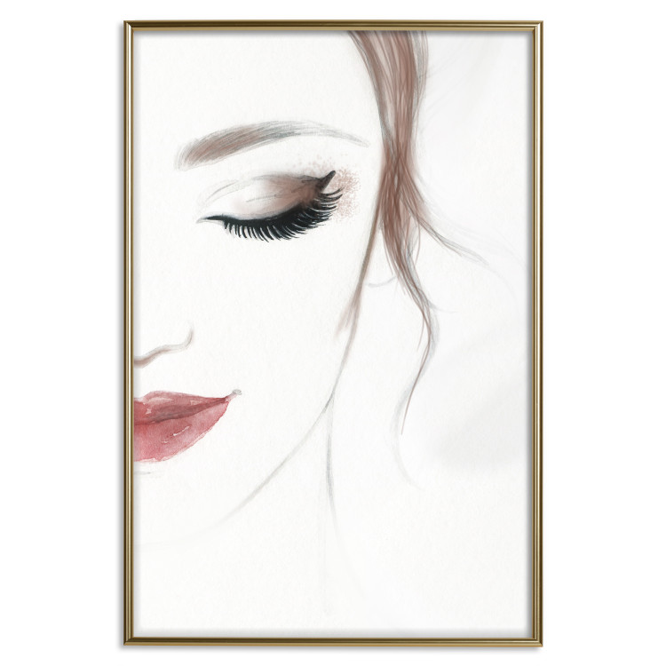 Wall Poster Delicate Beauty - a portrait of a woman with red lips and a white background 136456 additionalImage 12