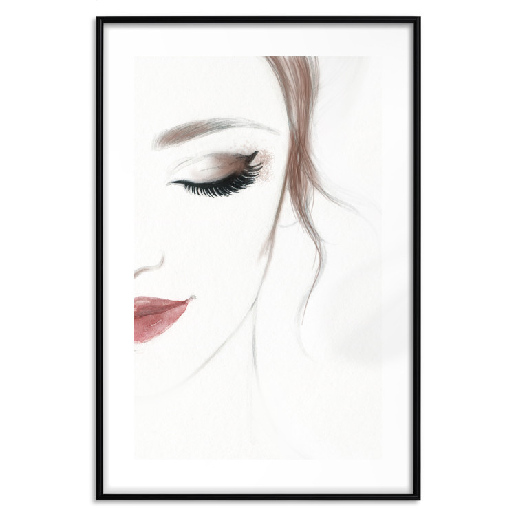 Wall Poster Delicate Beauty - a portrait of a woman with red lips and a white background 136456 additionalImage 27