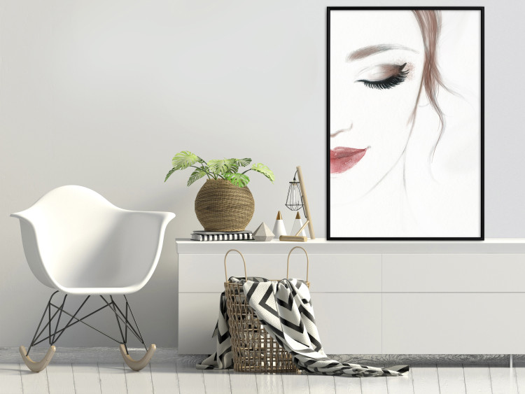 Wall Poster Delicate Beauty - a portrait of a woman with red lips and a white background 136456 additionalImage 14