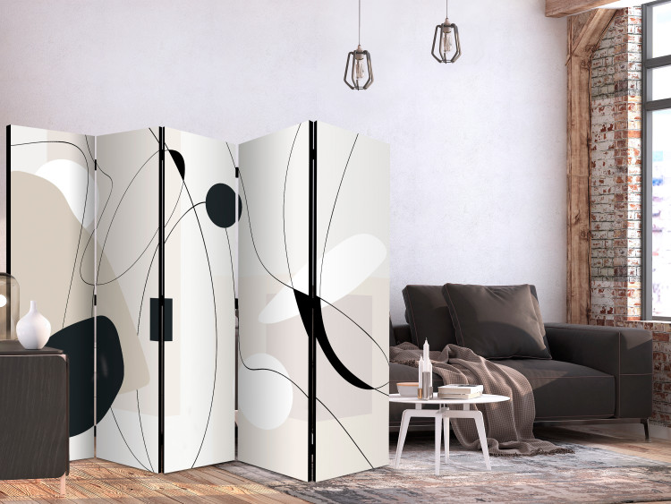 Room Divider Waves of Shapes II (5-piece) - Abstraction in waves in scandiboho style 136556 additionalImage 4