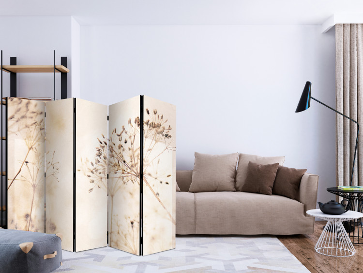 Room Divider Serenity and Contemplation II (5-piece) - Delicate plants on a beige background 138356 additionalImage 2