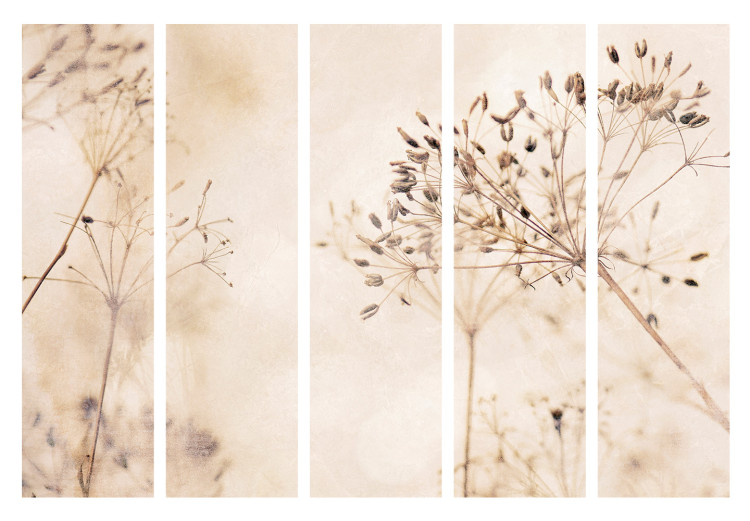 Room Divider Serenity and Contemplation II (5-piece) - Delicate plants on a beige background 138356 additionalImage 7