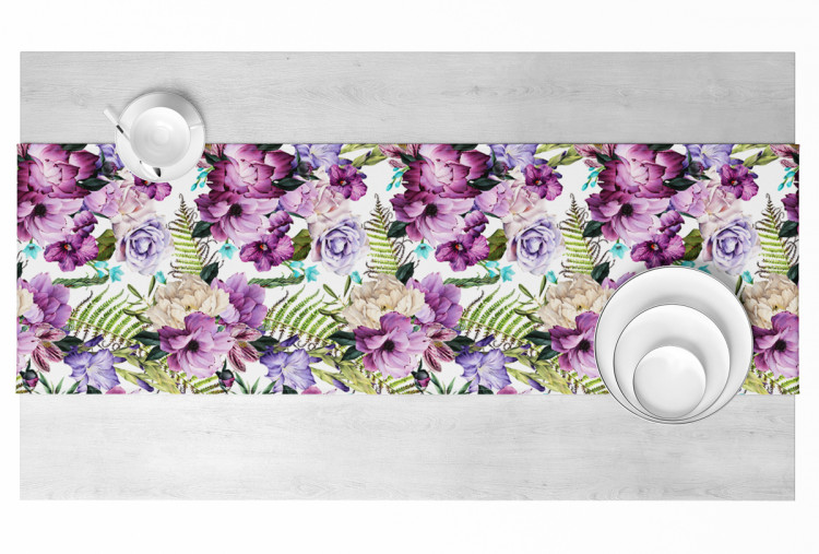 Table Runner Joyful bouquet - composition of purple flowers on a white background 147256 additionalImage 3
