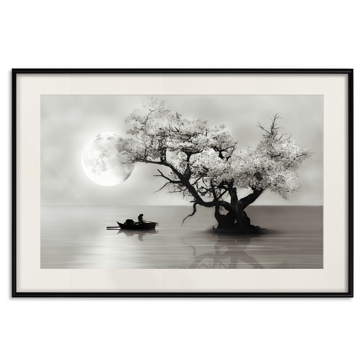 Wall Poster Landscape - Man in a Boat on a Lake in the Glow of the Moon 147656 additionalImage 23