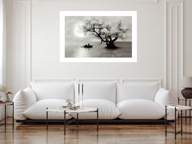 Wall Poster Landscape - Man in a Boat on a Lake in the Glow of the Moon 147656 additionalImage 27