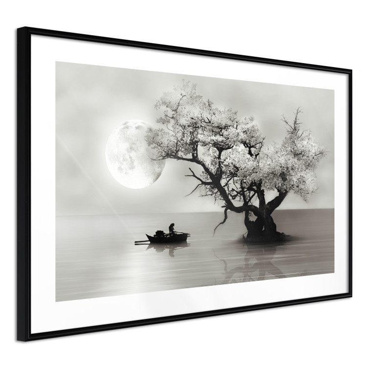 Wall Poster Landscape - Man in a Boat on a Lake in the Glow of the Moon 147656 additionalImage 14
