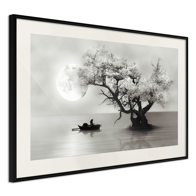 Wall Poster Landscape - Man in a Boat on a Lake in the Glow of the Moon 147656 additionalImage 24