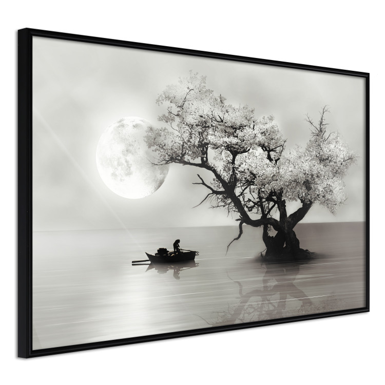 Wall Poster Landscape - Man in a Boat on a Lake in the Glow of the Moon 147656 additionalImage 18