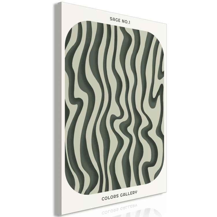 Canvas Green Stripes - Wavy Irregular Shapes With a Signature 150056 additionalImage 2