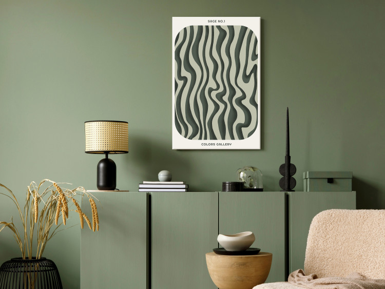 Canvas Green Stripes - Wavy Irregular Shapes With a Signature 150056 additionalImage 3