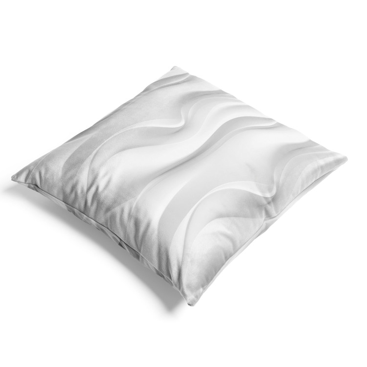 Decorative Velor Pillow White Waves - Minimalist Composition With Organic Shapes 151356 additionalImage 2