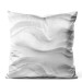 Decorative Velor Pillow White Waves - Minimalist Composition With Organic Shapes 151356
