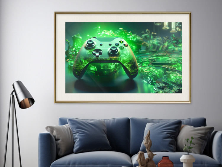 Wall Poster Gaming Technology - Gaming Pad With Intense Green Background 151556 additionalImage 16