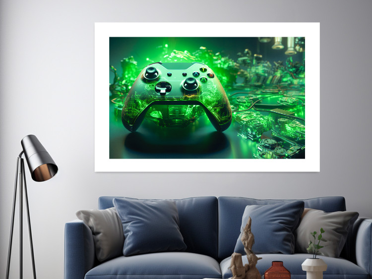 Wall Poster Gaming Technology - Gaming Pad With Intense Green Background 151556 additionalImage 4