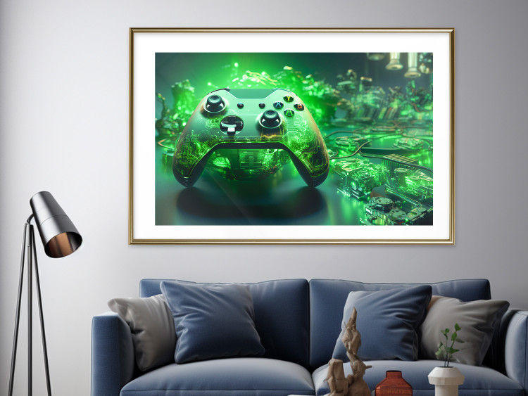 Wall Poster Gaming Technology - Gaming Pad With Intense Green Background 151556 additionalImage 18