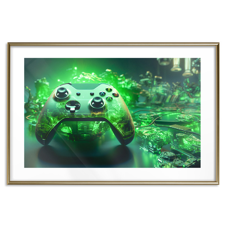 Wall Poster Gaming Technology - Gaming Pad With Intense Green Background 151556 additionalImage 6