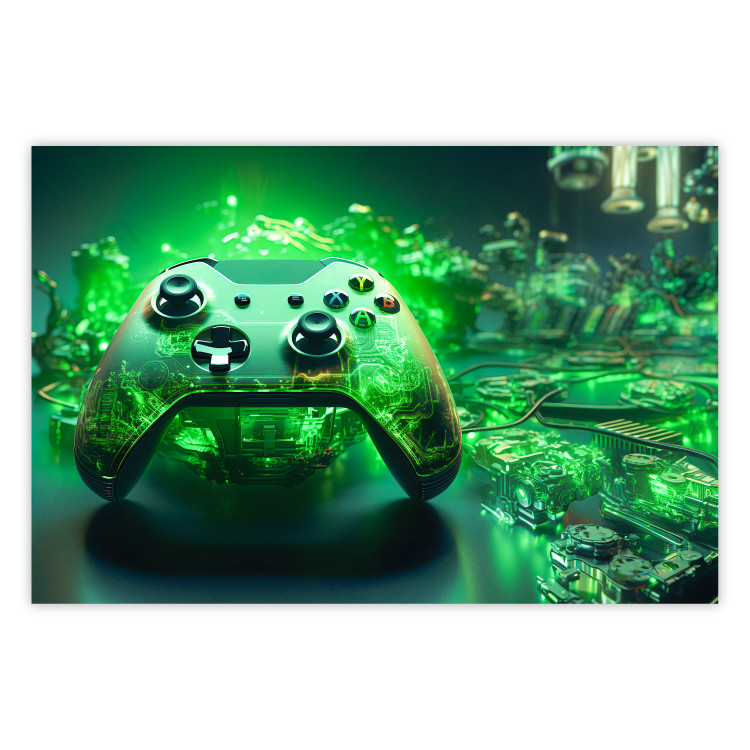 Wall Poster Gaming Technology - Gaming Pad With Intense Green Background 151556