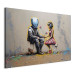 Canvas Art Print Meeting AI - Futuristic Colorful Graffiti in the Style of Banksy 151756 additionalThumb 2