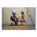 Canvas Art Print Meeting AI - Futuristic Colorful Graffiti in the Style of Banksy 151756