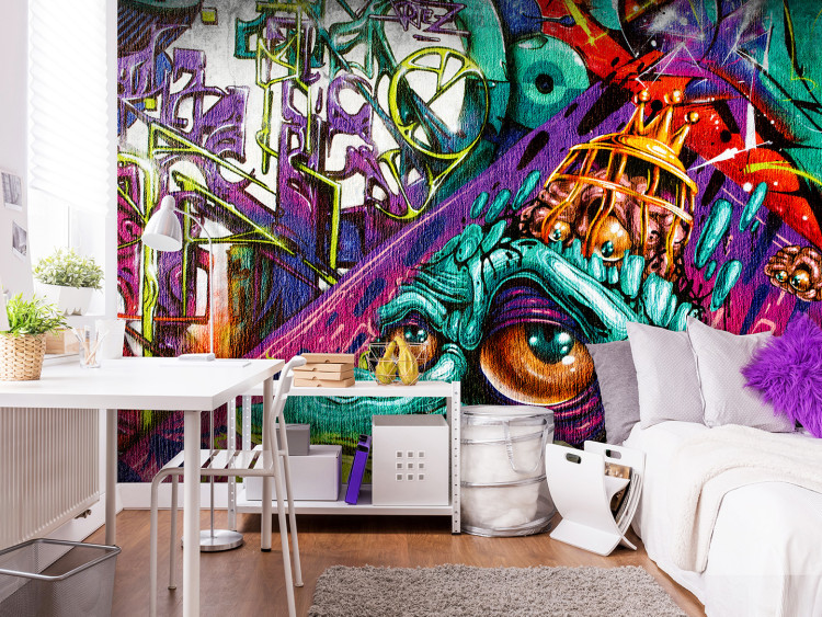 Wall Mural Street art - colourful graffiti in purple with goblin figure 92256